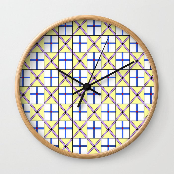 symetric tartan and gingham 1 -vichy, gingham,strip,square,geometric, sober,tartan Wall Clock