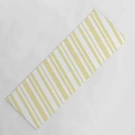 [ Thumbnail: Pale Goldenrod and White Colored Lines Pattern Yoga Mat ]