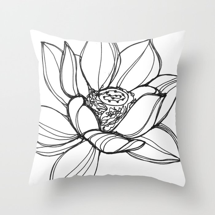 Lotus Flower A Continuous Line Drawing Throw Pillow By Kendrashedenhelm Society6