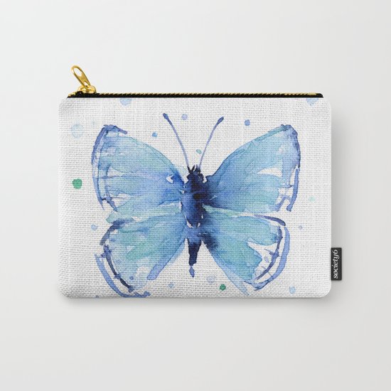 Blue Butterfly Watercolor Butterflies Animals Carry-All Pouch