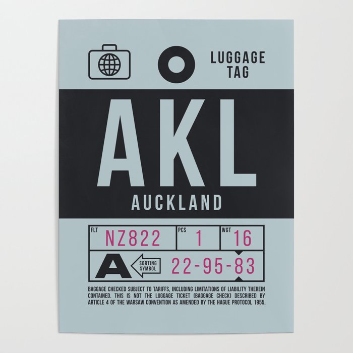 Luggage Tag B Auckland New Zealand Poster by neotokyo Society6