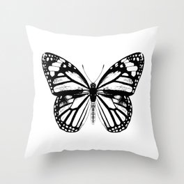 Monarch Butterfly | Vintage Butterfly | Black and White | Throw Pillow