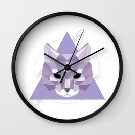 Geometric Cat Wall Clock | Life, Technique, Spirituality, Habitat, Spiritanimal, Catlover, Graphicdesign, Treetrunk, Forest, Wisdom 