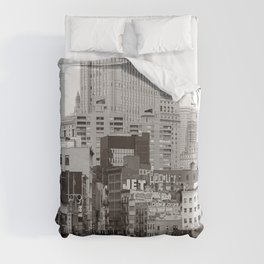Chinatown New York City Views | Sepia Street Photography Duvet Cover