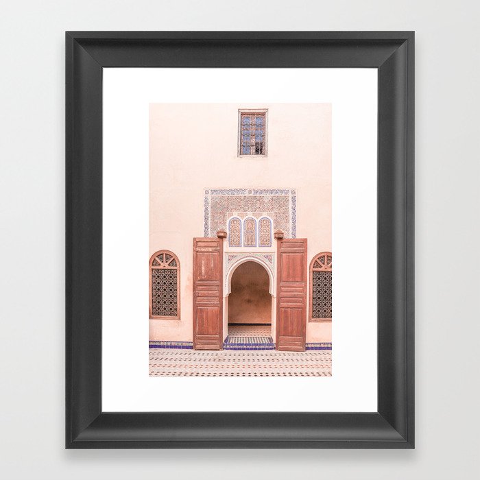 Wooden Door In Bahia Palace Marrakech Photo | Pastel Colors Art Print | Morocco Travel Photography Framed Art Print