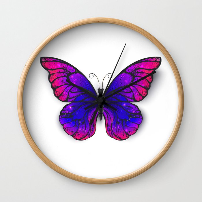 Tricolored Butterfly Wall Clock