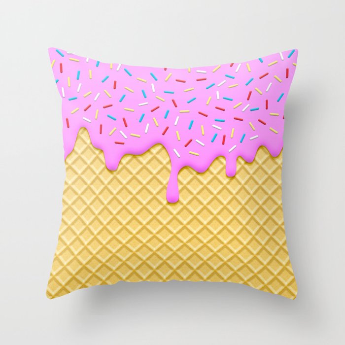 Strawberry Ice Cream Throw Pillow