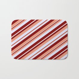 [ Thumbnail: Lavender, Maroon, and Dark Salmon Colored Striped/Lined Pattern Bath Mat ]