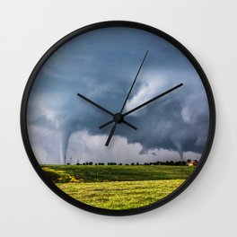 Twins - Two Tornadoes Touch Down Near Dodge City Kansas Wall Clock