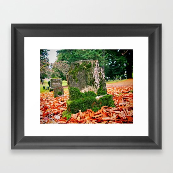 Autumn gravestone Framed Art Print