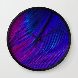 Neon landscape: Abstract wave #4 - purple & blue Wall Clock