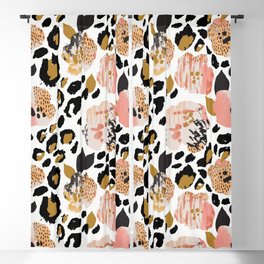 Abstract floral seamless pattern: flowers with zebra stripes, leopard skin print, watercolor texture. Creative artistic background. Blackout Curtain | Flower, Homedecor, Pattern, Vintage, Autumn, Floral, Retro, Watercolor, Patchwork, Abstract 