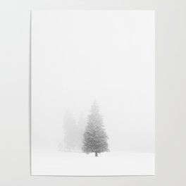 Minimalist Winter Landscape Pine Tree Poster