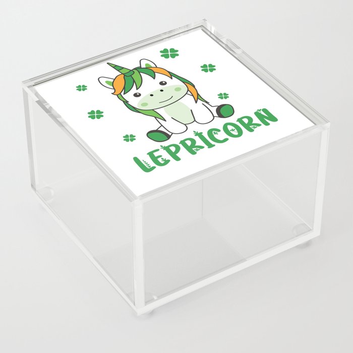 Lepricorn St. Patrick's Day Unicorn Ireland Green Acrylic Box