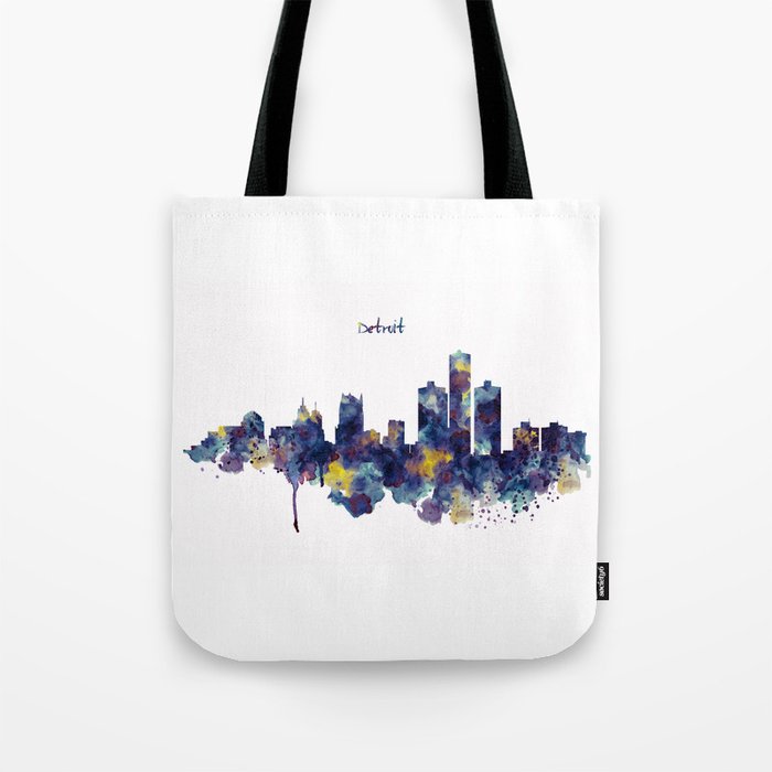 Detroit Skyline Silhouette Tote Bag