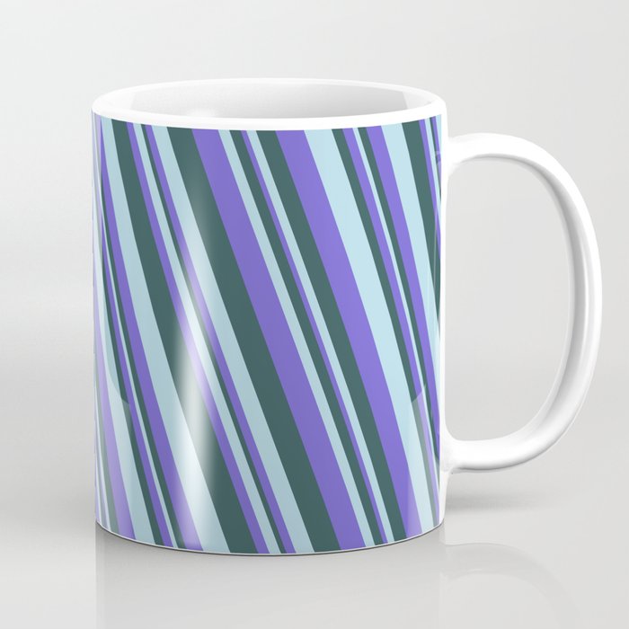 Slate Blue, Dark Slate Gray, and Light Blue Colored Pattern of Stripes Coffee Mug
