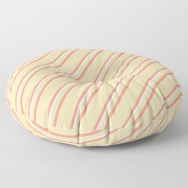 [ Thumbnail: Tan, Dark Salmon & Mint Cream Colored Lines Pattern Floor Pillow ]