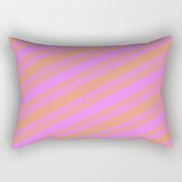 [ Thumbnail: Violet and Dark Salmon Colored Striped/Lined Pattern Rectangular Pillow ]