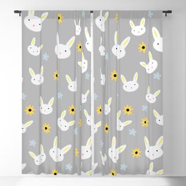 Cute Cute Bunny - Grey Blackout Curtain