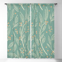 Flora Green 006 Blackout Curtain