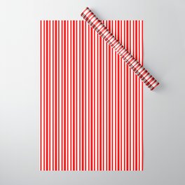 [ Thumbnail: Red & Mint Cream Colored Lined/Striped Pattern Wrapping Paper ]