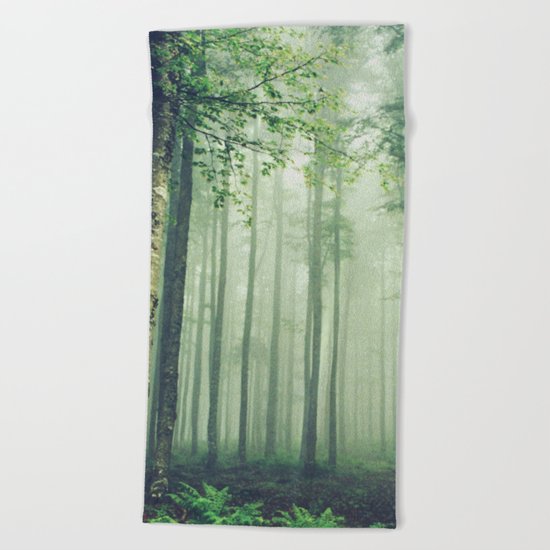 Foggy Woods Beach Towel