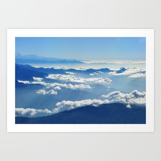 Mountains and Clouds in Nepal Art Print