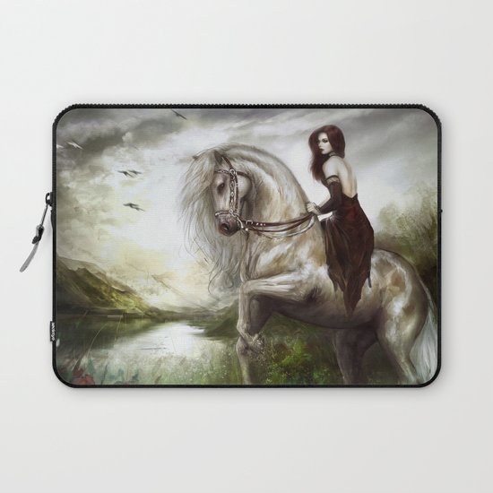 Morning welcome - Royal redead girl riding a white horse Laptop Sleeve