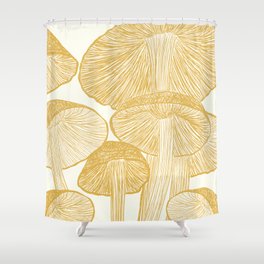 Mustard Yellow Magic Mushroom Garden Drawing Shower Curtain