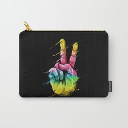 Colorful LGBTQ Victory Sign Hand Peace Sign Carry-All Pouch