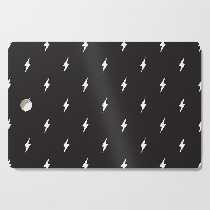 Lightning Bolt Pattern Black & White Cutting Board
