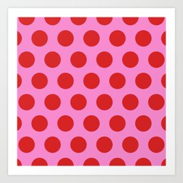 Colorful Mid Century Modern Polka Dots 523 Pink and Red Art Print