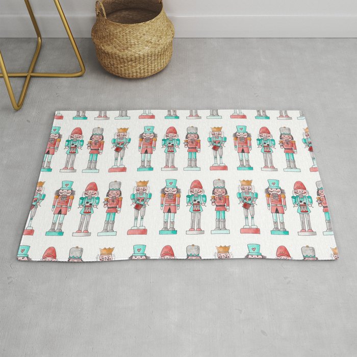 Nutcracker Watercolor and Ink Pattern Rug