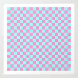 Pink and Blue Checkerboard Art Print