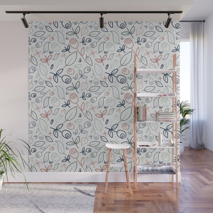 Roses and Leaves Light Wall Mural