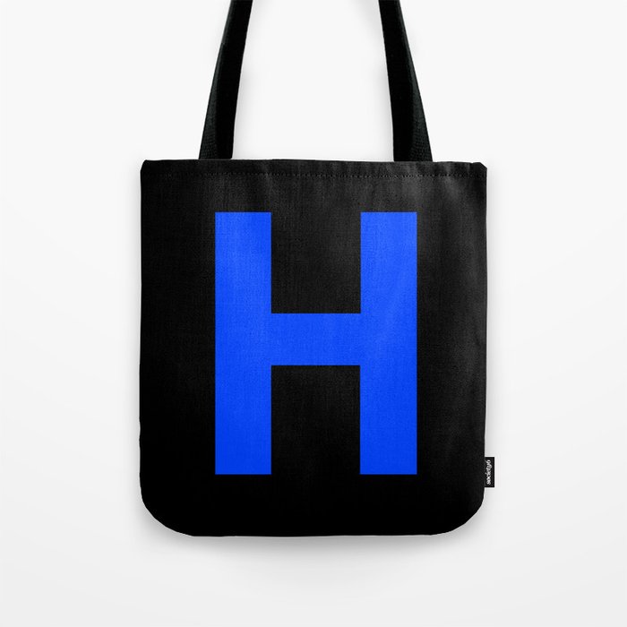 Letter H (Blue & Black) Tote Bag