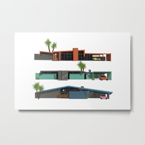 Original Mid Century Modern Houses Metal Print