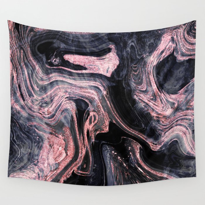 Stylish rose gold abstract marbleized design Wall Tapestry