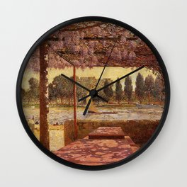 The Trellis by the River by Ferdinand Du Puigaudeau Wall Clock