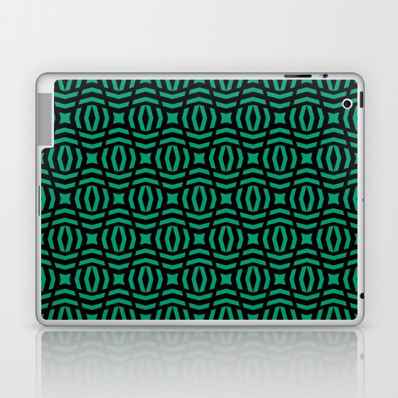 Black and Green Tessellation Pattern 26 - Dunn and Edwards 2022 Trending Color Rain Forest DE5684 Laptop & iPad Skin