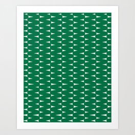 Retro Curvy Lines Pattern in Green Art Print