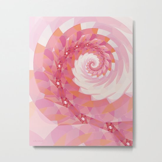 Strawberry Pink & Tangerine Orange Spiral Metal Print