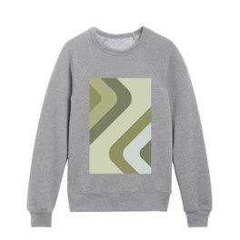 Retro Giant Diamonds Olive Green Kids Crewneck