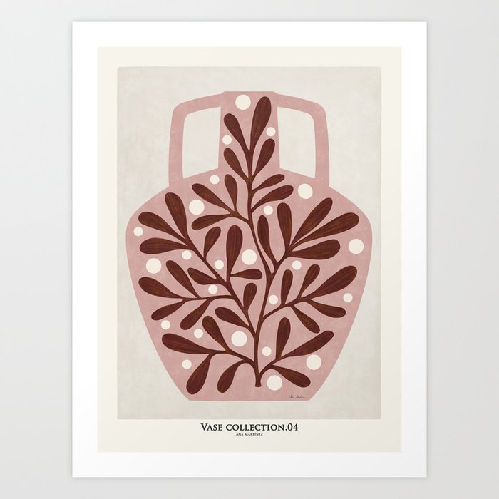 Vase and leaves collection Art Print