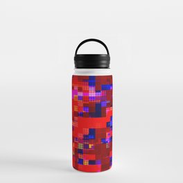 geometric pixel square pattern abstract background in red blue pink Water Bottle
