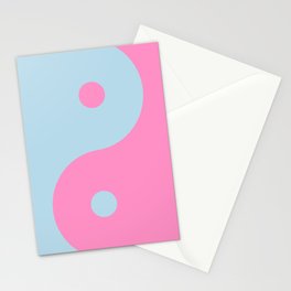 Vintage Pink And Blue Colorful Yin Yang Stationery Card