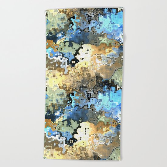 Golden Blue Abstract Beach Towel