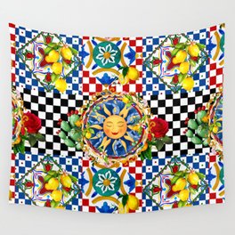 Sicilian sun,majolica,lemon,roses art Wall Tapestry