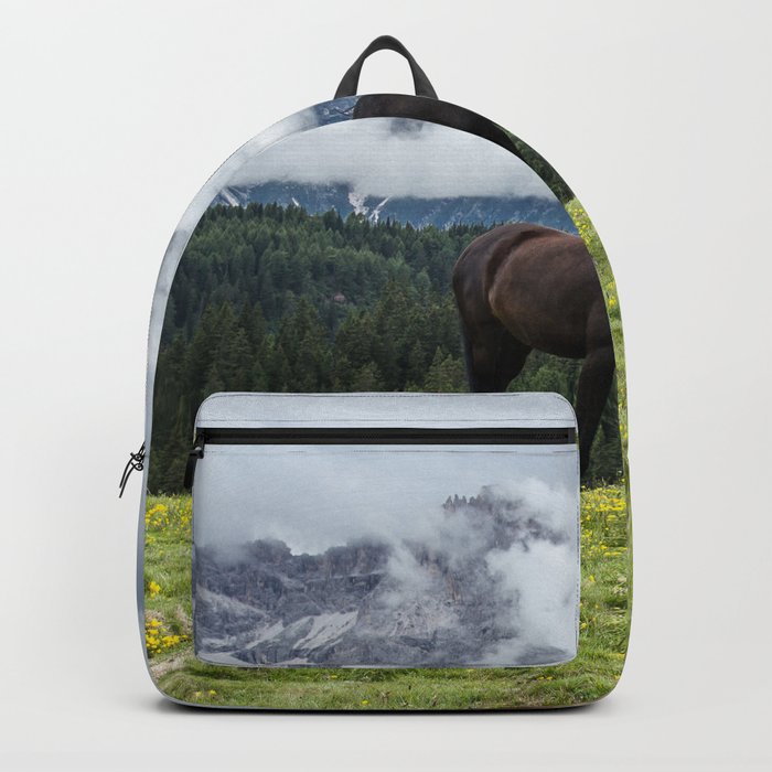 Mountain - Horses - Nature - Landscape - Animal - Veneto. Little sweet moments. Backpack
