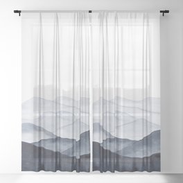 Watercolor Mountains Sheer Curtain